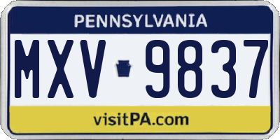PA license plate MXV9837