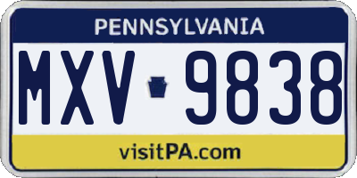 PA license plate MXV9838