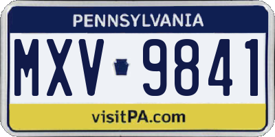 PA license plate MXV9841