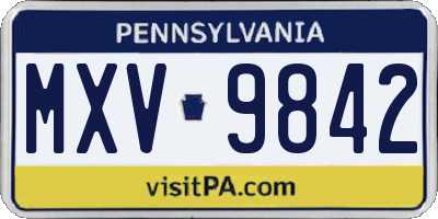 PA license plate MXV9842