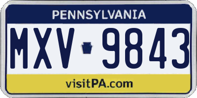 PA license plate MXV9843