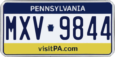 PA license plate MXV9844