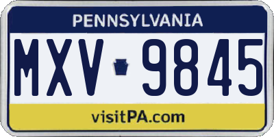 PA license plate MXV9845
