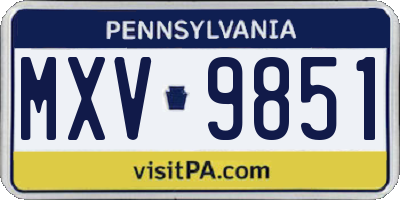 PA license plate MXV9851