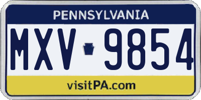PA license plate MXV9854