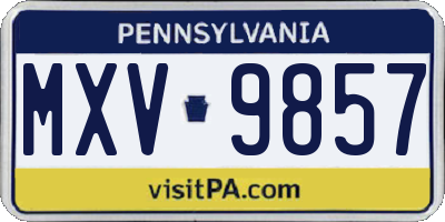 PA license plate MXV9857