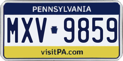 PA license plate MXV9859