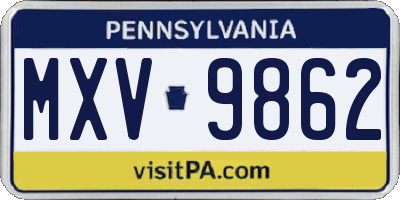 PA license plate MXV9862