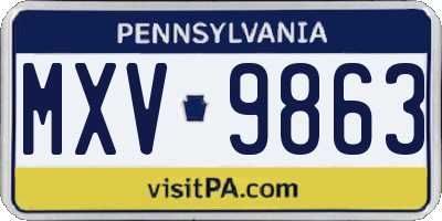PA license plate MXV9863