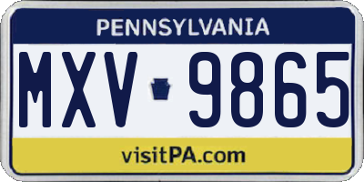 PA license plate MXV9865