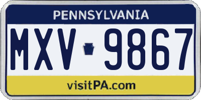 PA license plate MXV9867