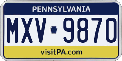PA license plate MXV9870