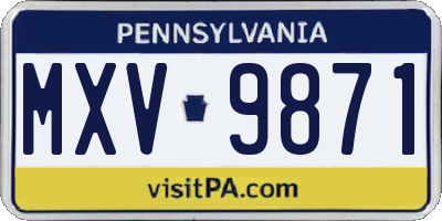 PA license plate MXV9871