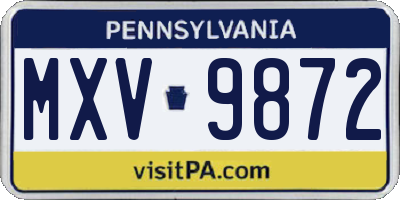 PA license plate MXV9872