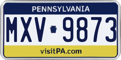 PA license plate MXV9873