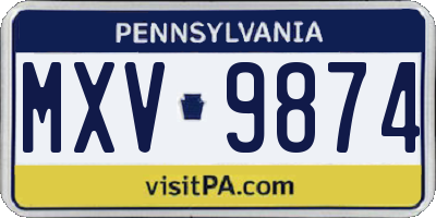 PA license plate MXV9874