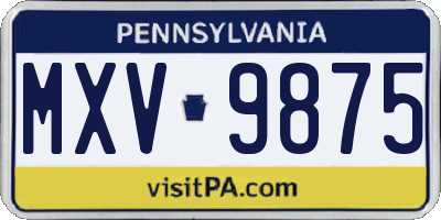 PA license plate MXV9875