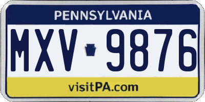 PA license plate MXV9876