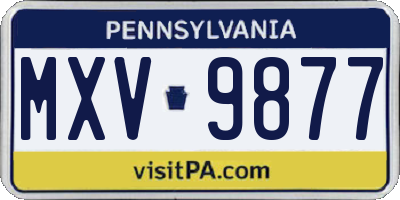 PA license plate MXV9877