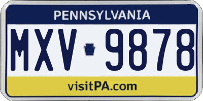 PA license plate MXV9878
