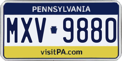 PA license plate MXV9880