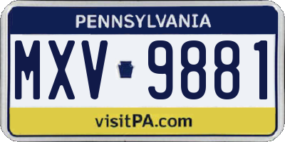 PA license plate MXV9881