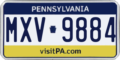 PA license plate MXV9884
