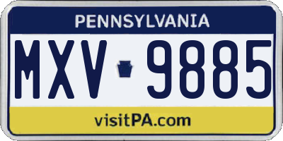 PA license plate MXV9885