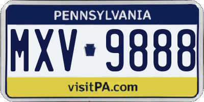 PA license plate MXV9888