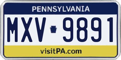 PA license plate MXV9891