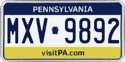 PA license plate MXV9892