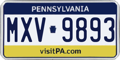 PA license plate MXV9893