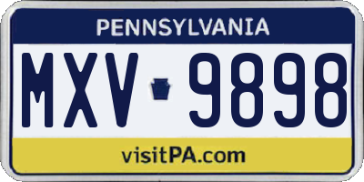 PA license plate MXV9898