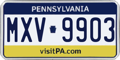 PA license plate MXV9903