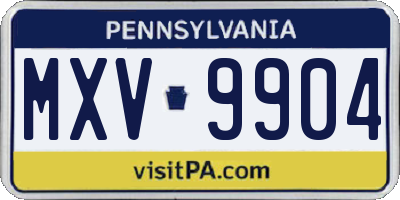 PA license plate MXV9904
