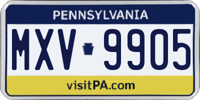PA license plate MXV9905