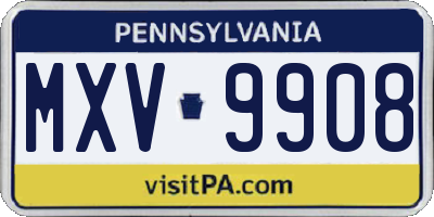 PA license plate MXV9908