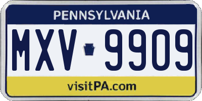 PA license plate MXV9909