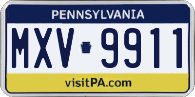 PA license plate MXV9911