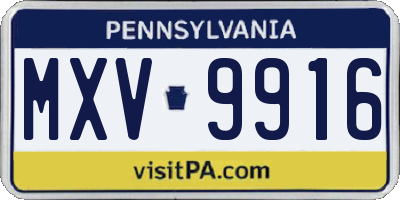 PA license plate MXV9916