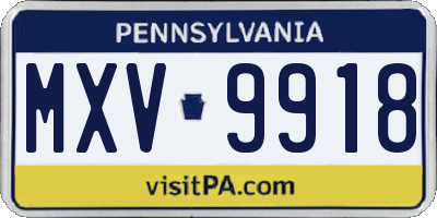 PA license plate MXV9918