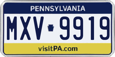 PA license plate MXV9919