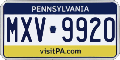 PA license plate MXV9920