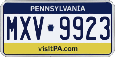PA license plate MXV9923