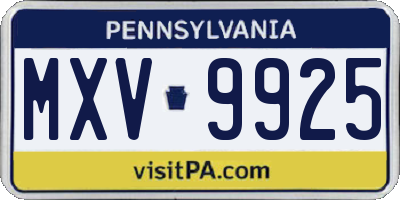 PA license plate MXV9925