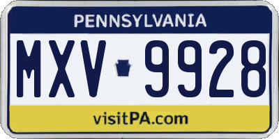 PA license plate MXV9928