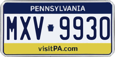 PA license plate MXV9930