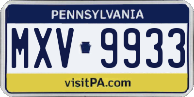 PA license plate MXV9933