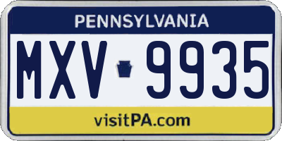 PA license plate MXV9935
