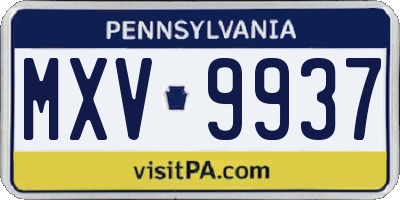 PA license plate MXV9937